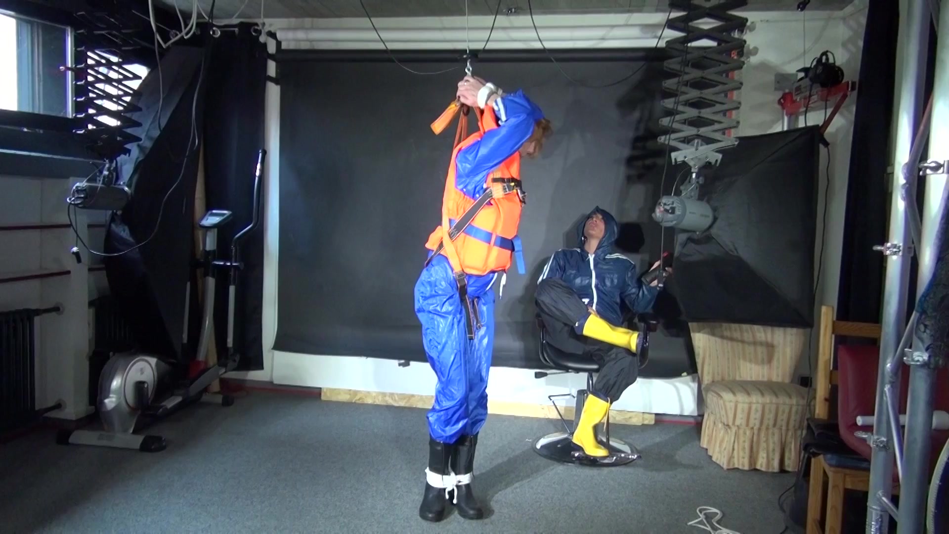 See Ronja Tied And Gagged By Stella In Shiny Nylon Rainwear And A Life Vest!