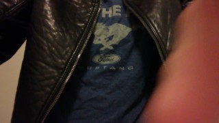 Jerk Off in Leather Jacket