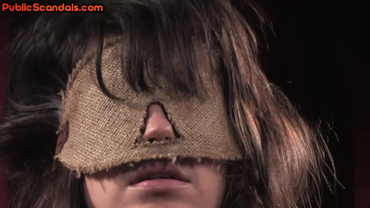 BDSM blindfolded IR babe DP gangbanged 4 audience in public
