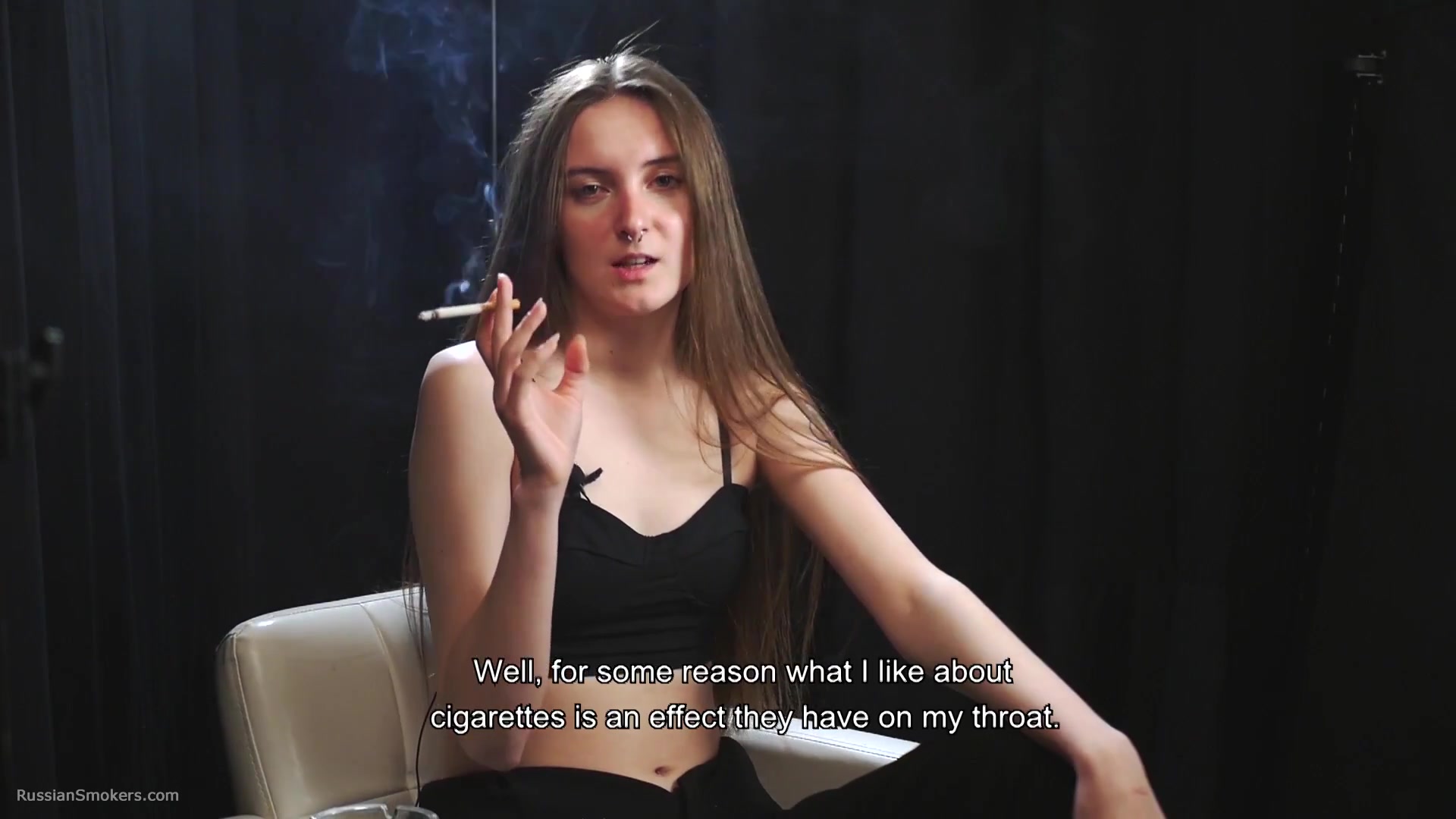 18 Y.O. Margarita Is Smoking Two 120mm Cigarettes And Givving An Interview About Smoking