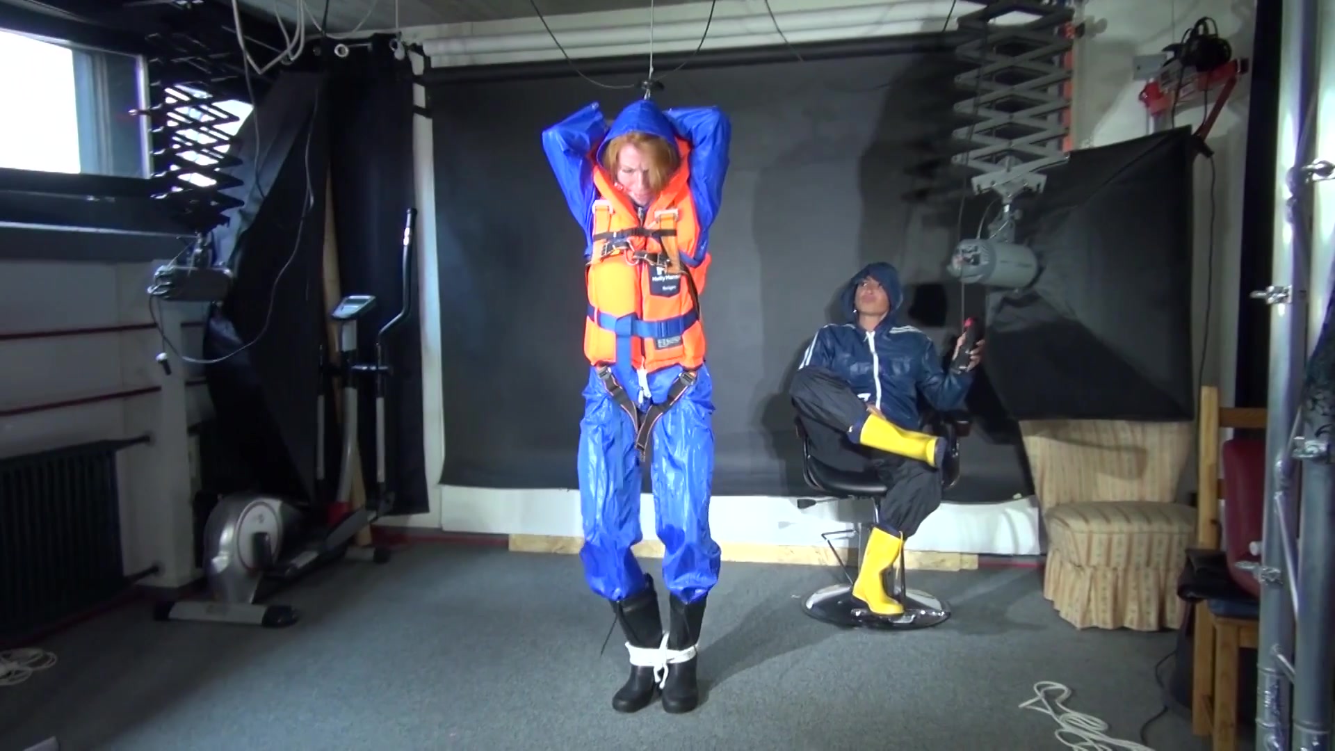 See Ronja Tied And Gagged By Stella In Shiny Nylon Rainwear And A Life Vest!
