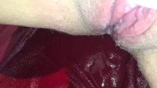 Close up pussy pumping squirt all over
