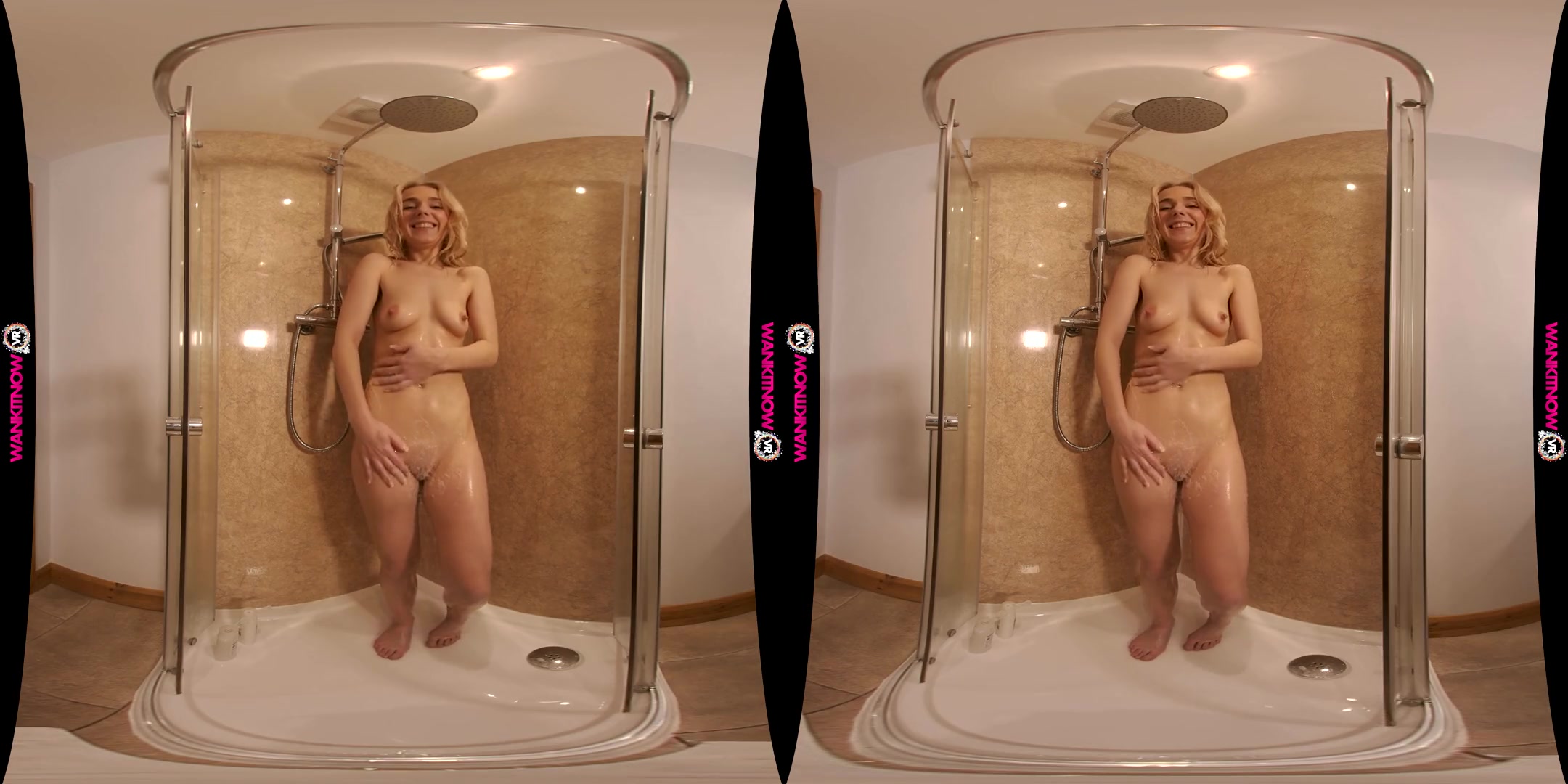 Shower Antics - Cute Blonde Solo in the Shower - SexLikeReal