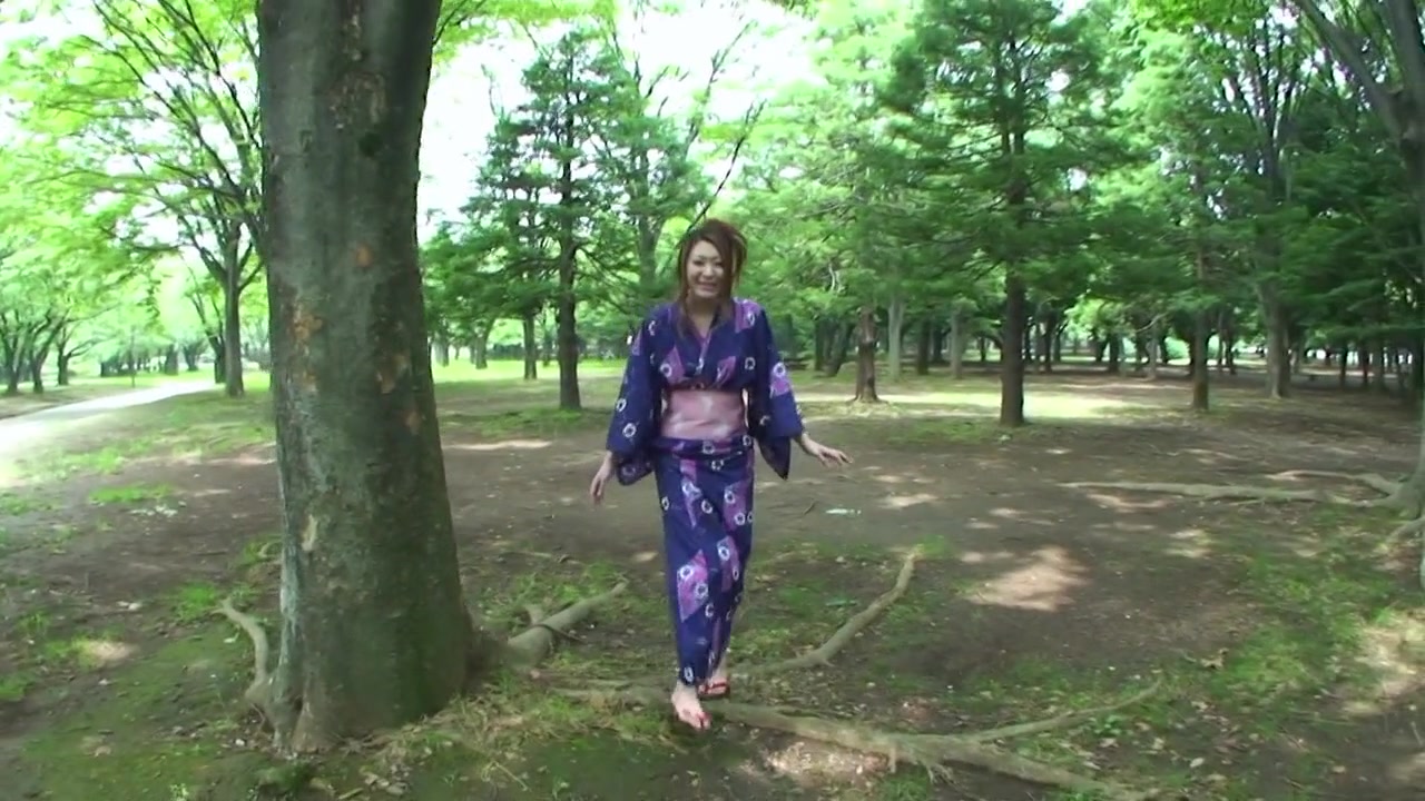 Alluring Japanese gal wearing a kimono slurps a veiny boner by Asian Public Sluts