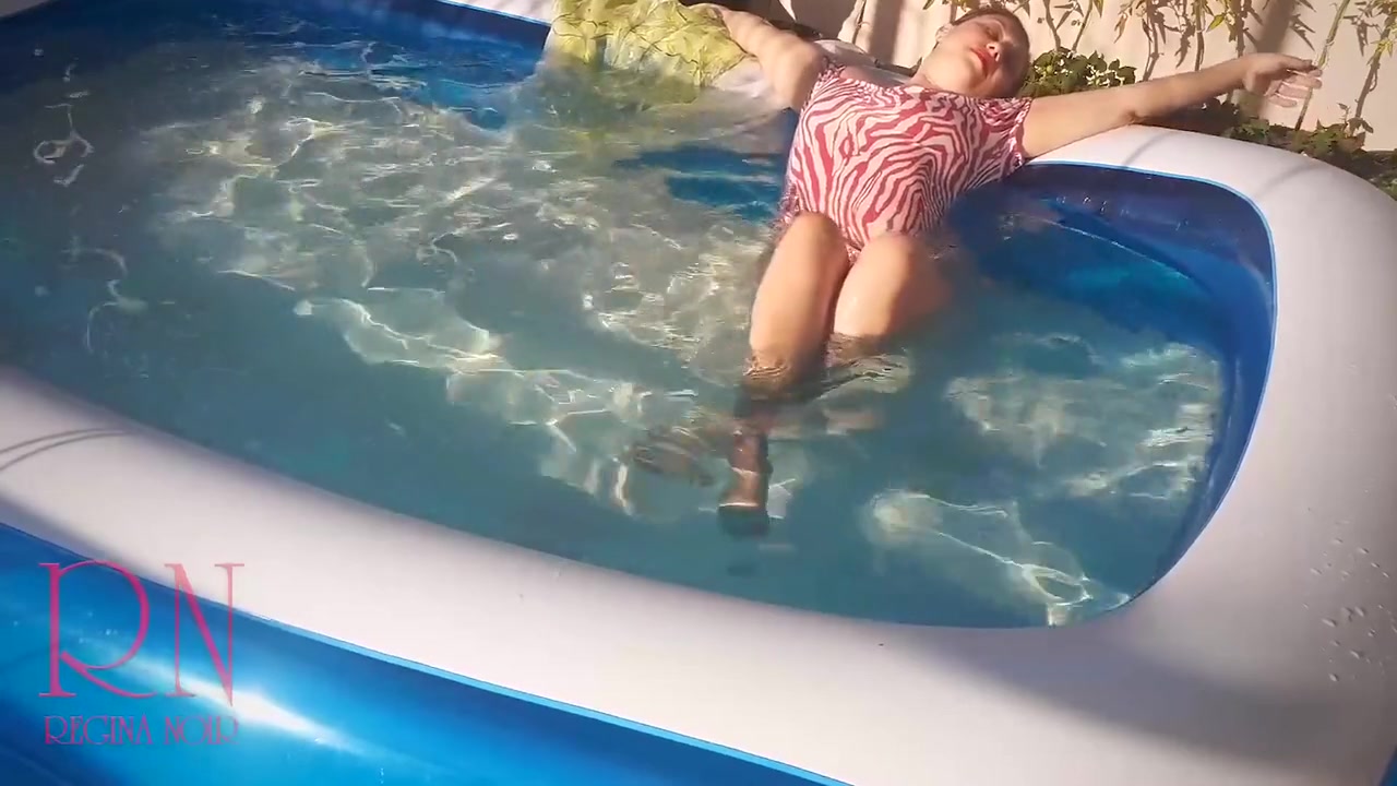 Elegant And Flexible Babe Swimming Underwater In The Outdoor Swimming Pool. Swimmingsuite
