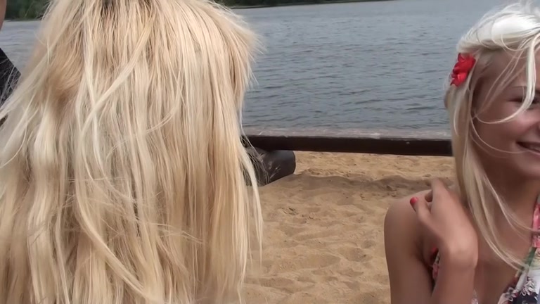 Outdoor sex movie scene with 2 sexy honeys
