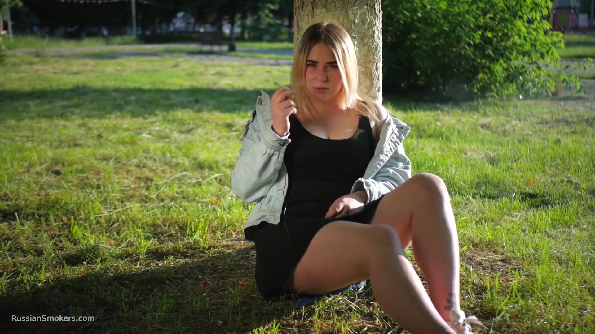 Nastya Is Smoking In The Park