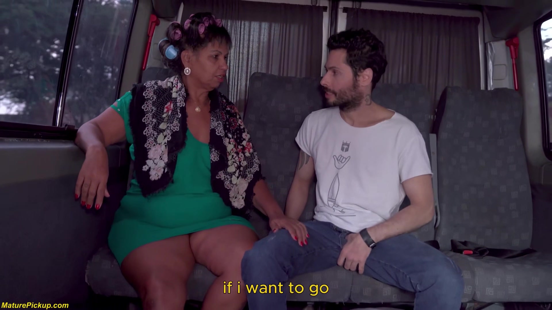 Grannys First Anal Threesome In A Van