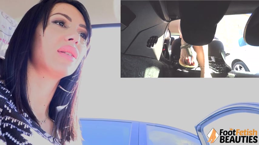 Gorgeously seductive Daniela pumping the car pedals for you