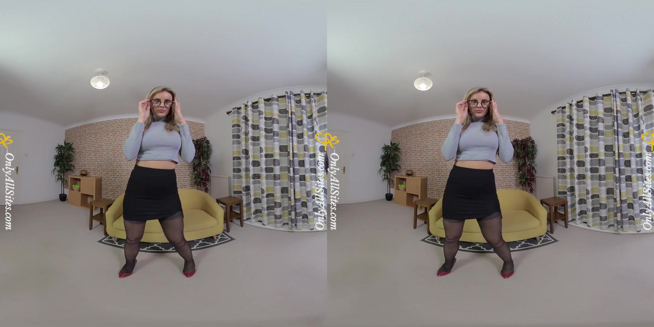 Amy Green - Nerdy Sexy Girl with Huge Tits - Big Tits Stockings Striptease
