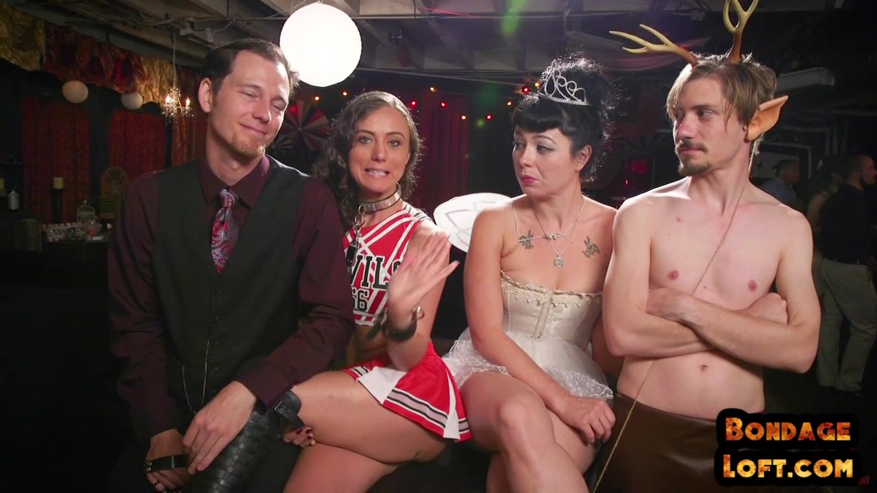 Bondage subs drilled and toyed in group with