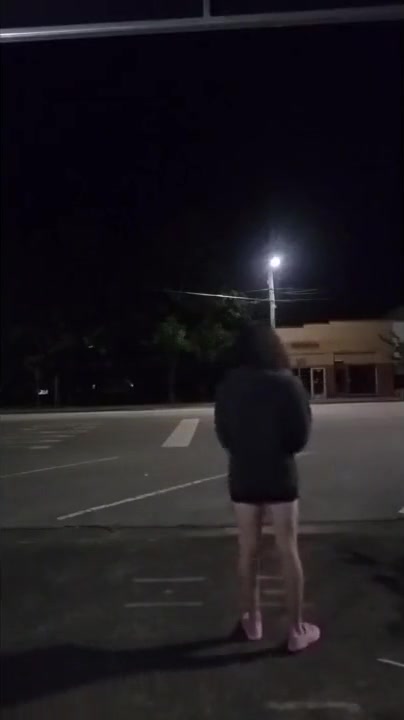 Sissy Naked Downtown Street Walk and Cum