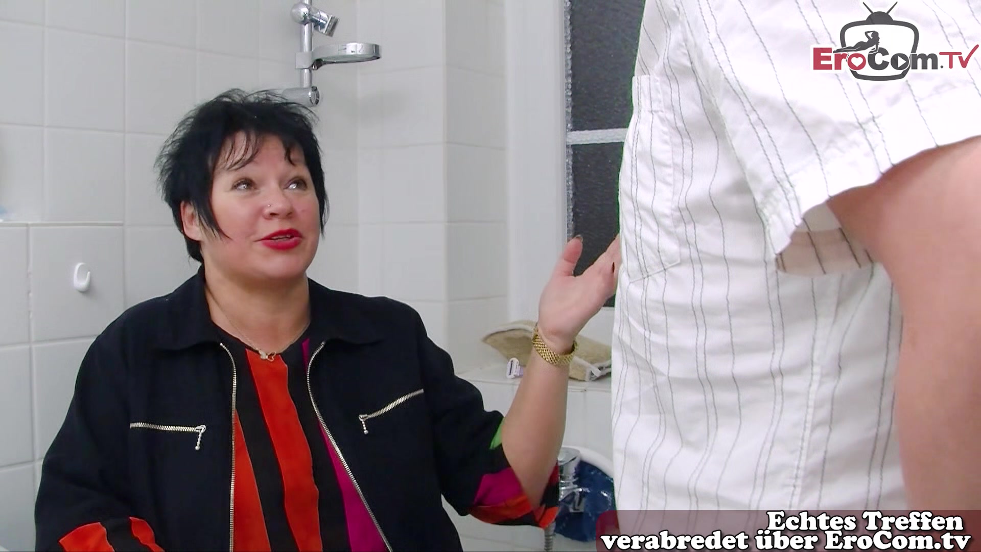 Chubby German old Step mother fucks her step son in bathroom