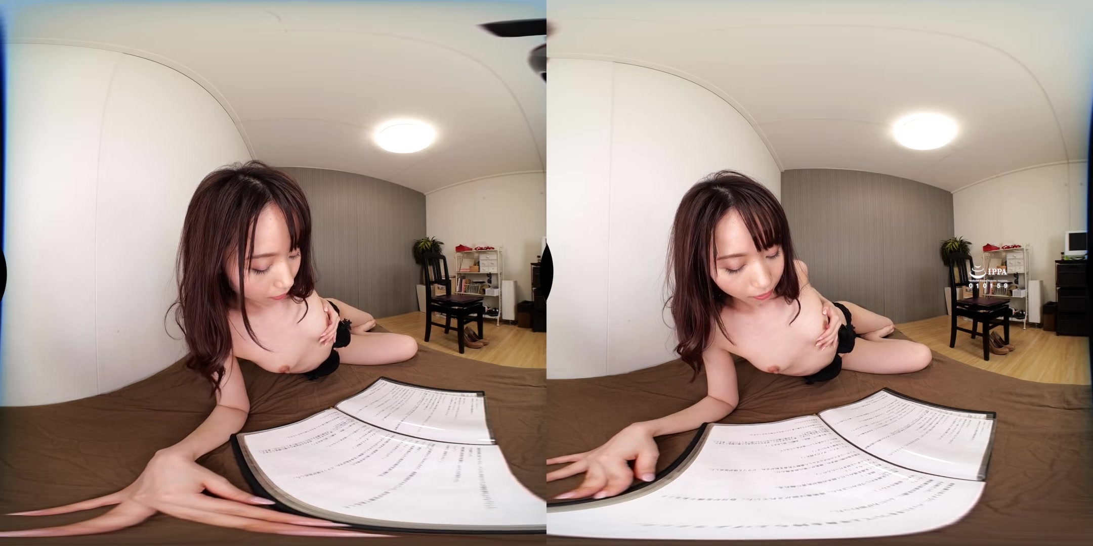 Erotic Novel Reading VR; Cute Japanese Babe Solo Masturbation