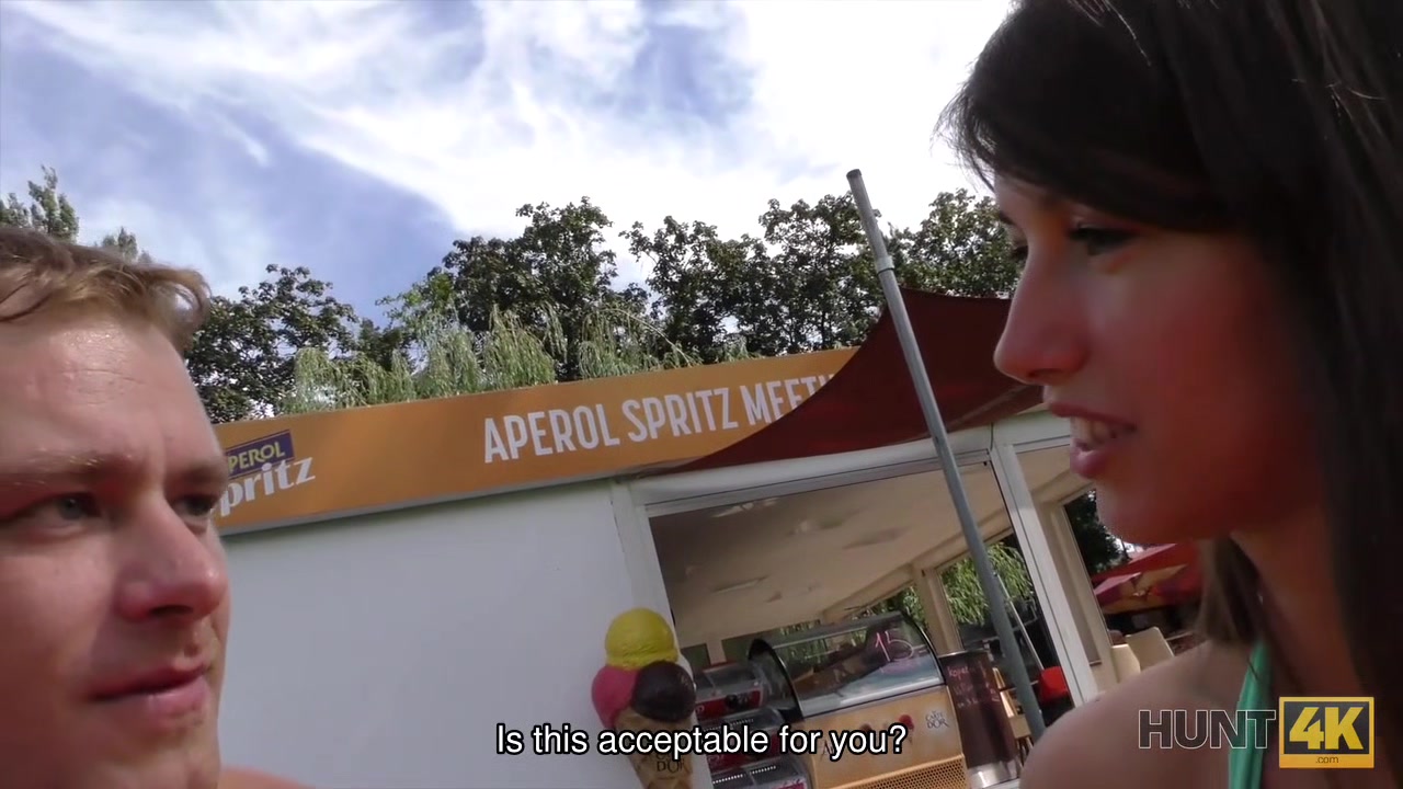 HUNT4K. Slender teen 18+ tries outdoor anal sex while cuckold films this