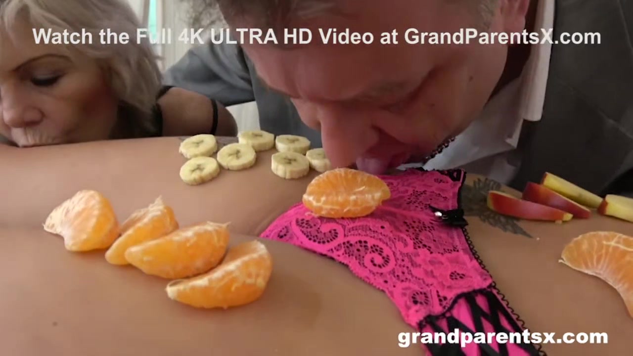 Hungry GrandParents use Juicy teen 18+ as a Food Table - Grandparentsx