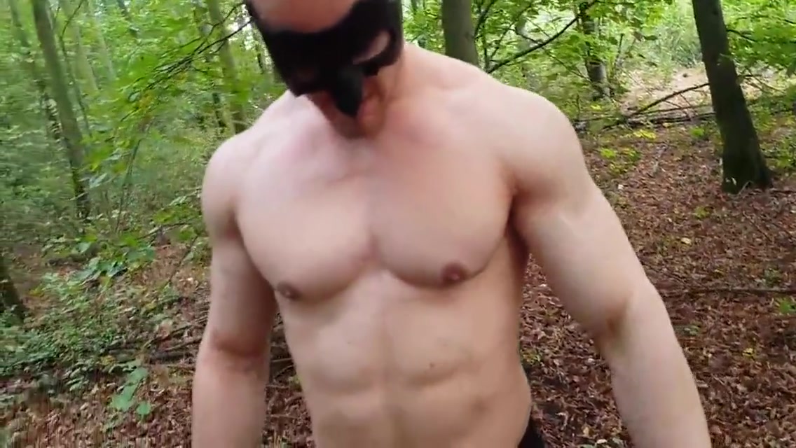 Gay Porn - Masked Muscled Stud Masturbates Outside Till Cumshot 7 Min