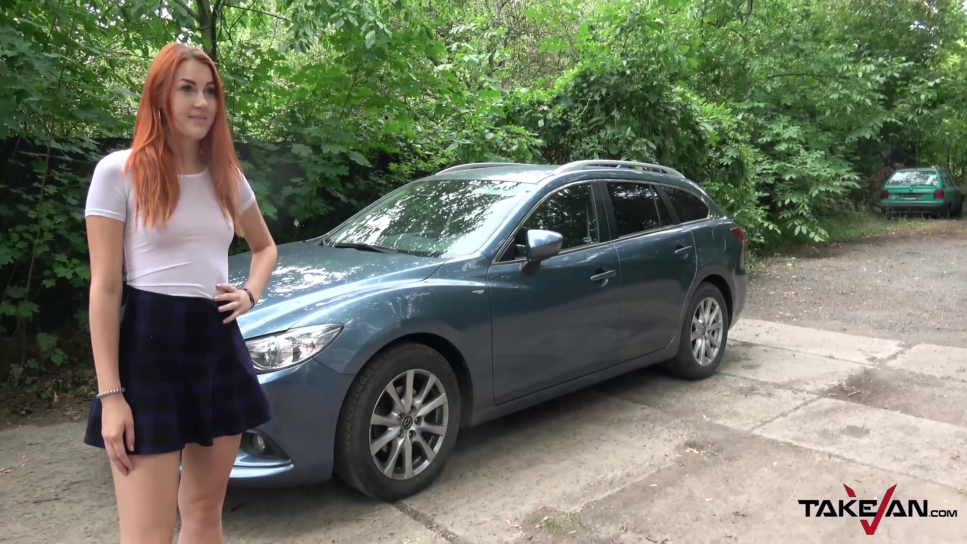 Redhead Gets Screwed On The Backseat In The Pick Up Van