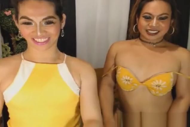 Exotic tranny duo Play 10-Pounder And ass