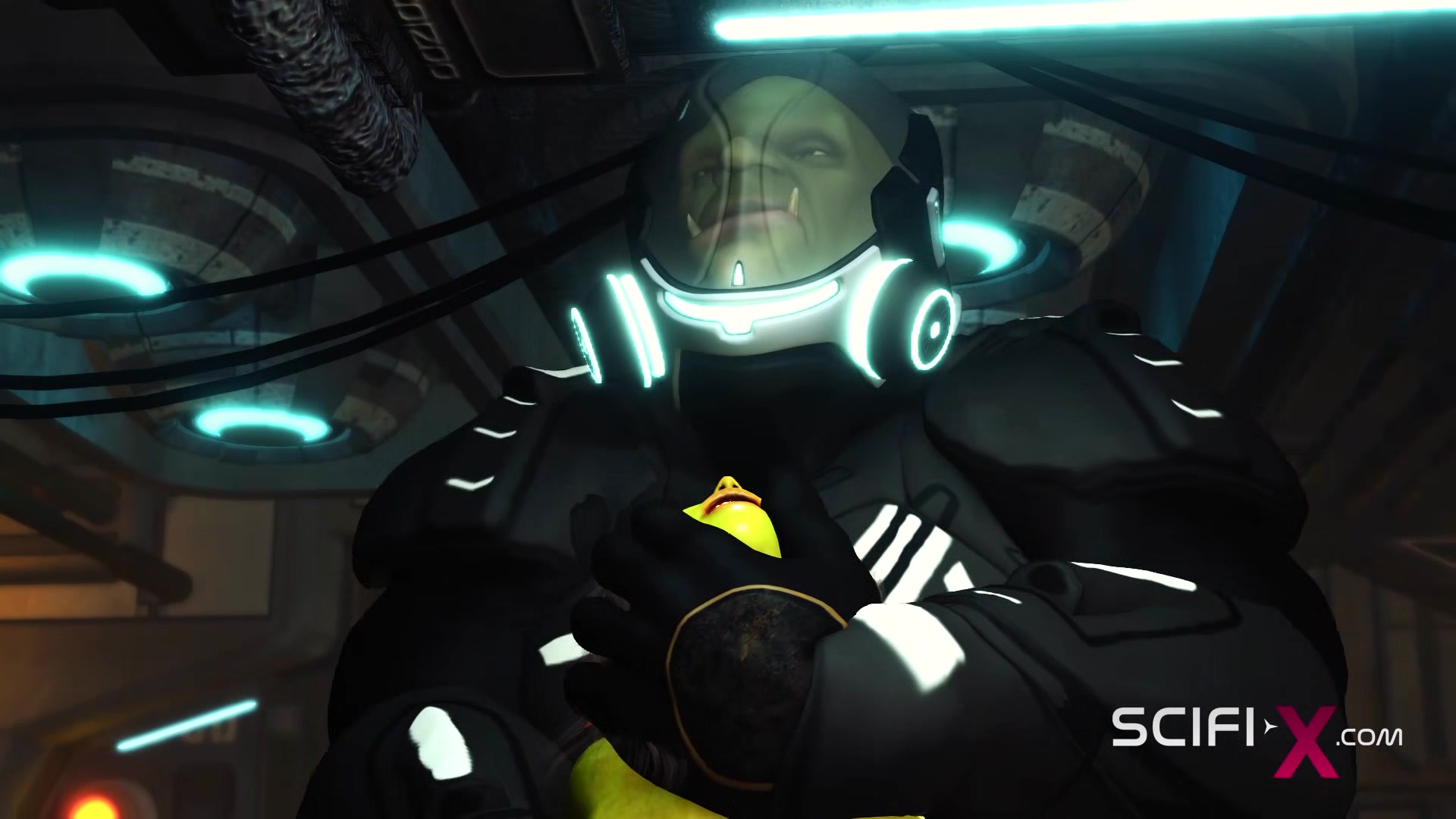 Crazy anal alien sex with a huge cock in the spacecraft