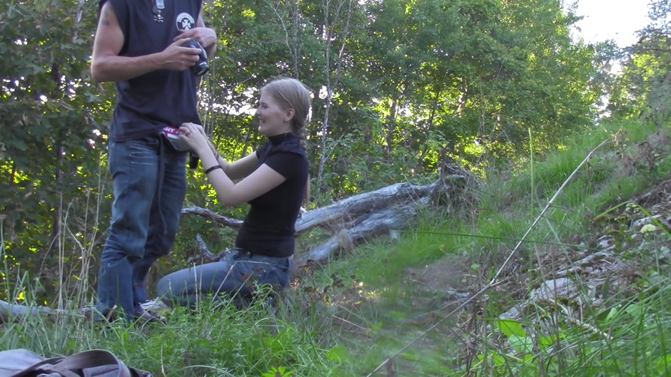 Passionate couple porn scenes in the desolate woods