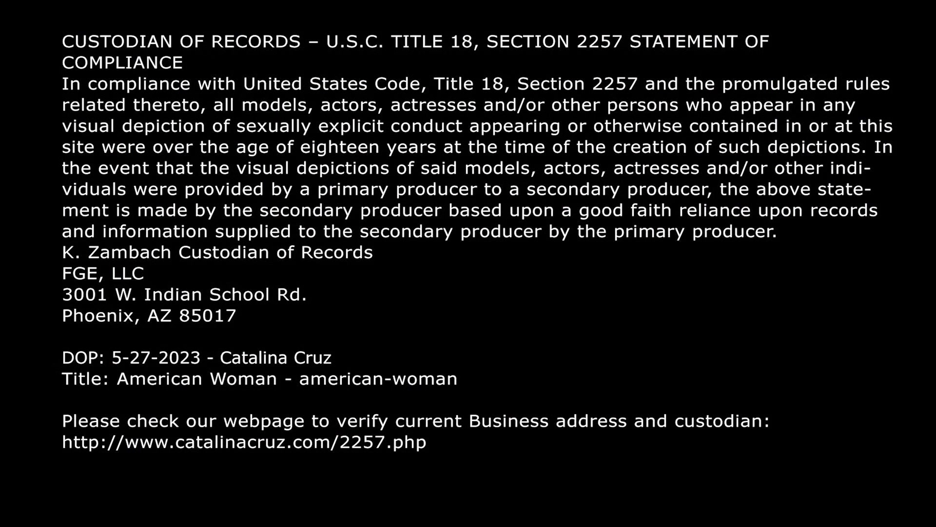 Catalina Cruz - American Woman