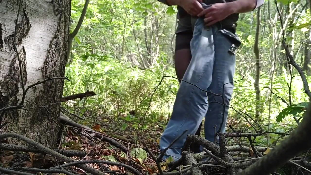 Risky Walking In The Forest Barefoot With Pantyhose I Also Needed To Pee!