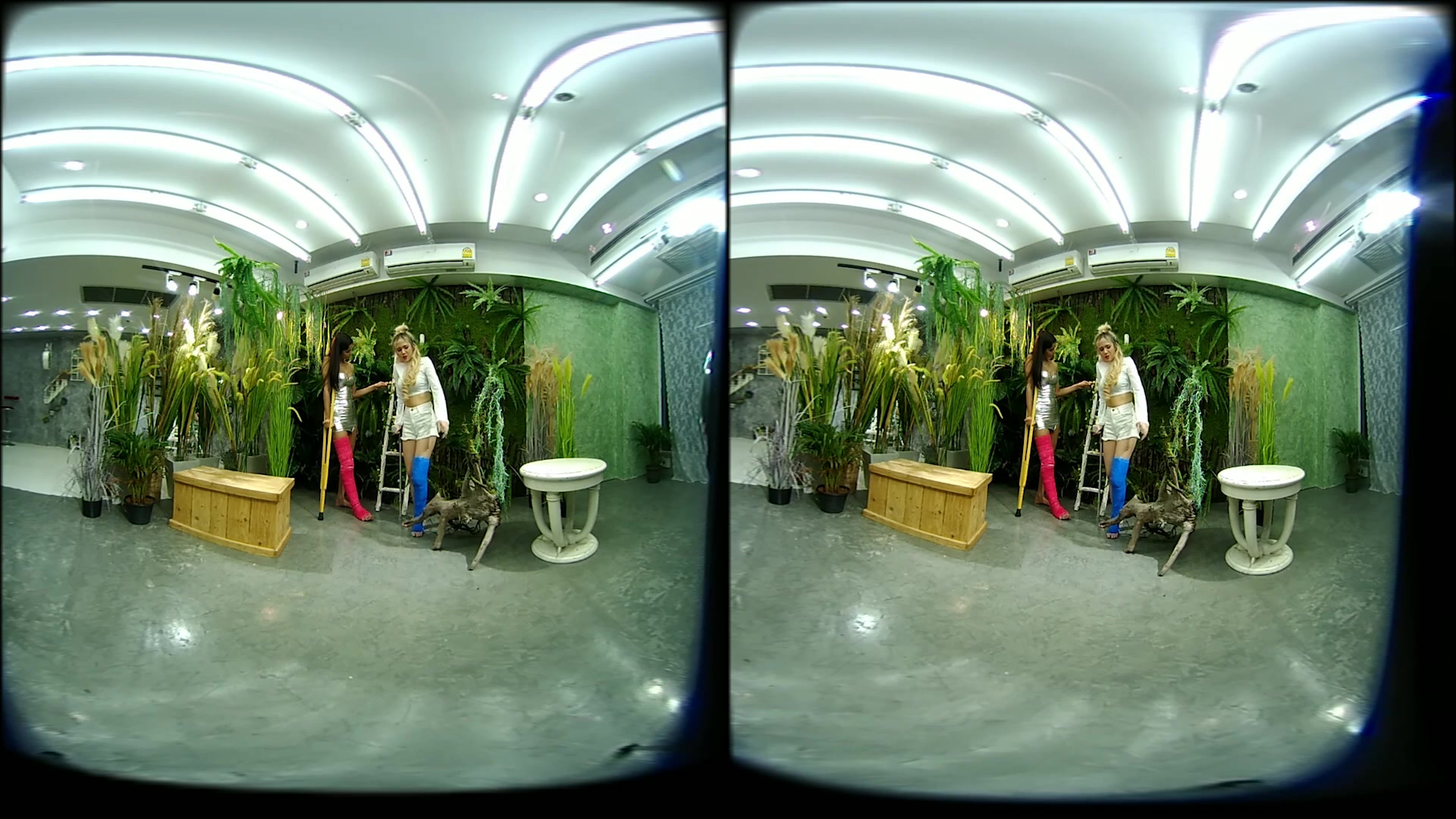 2 Girls With Long Cast Leg Visit A Flower Store 2 - VRPussyVision