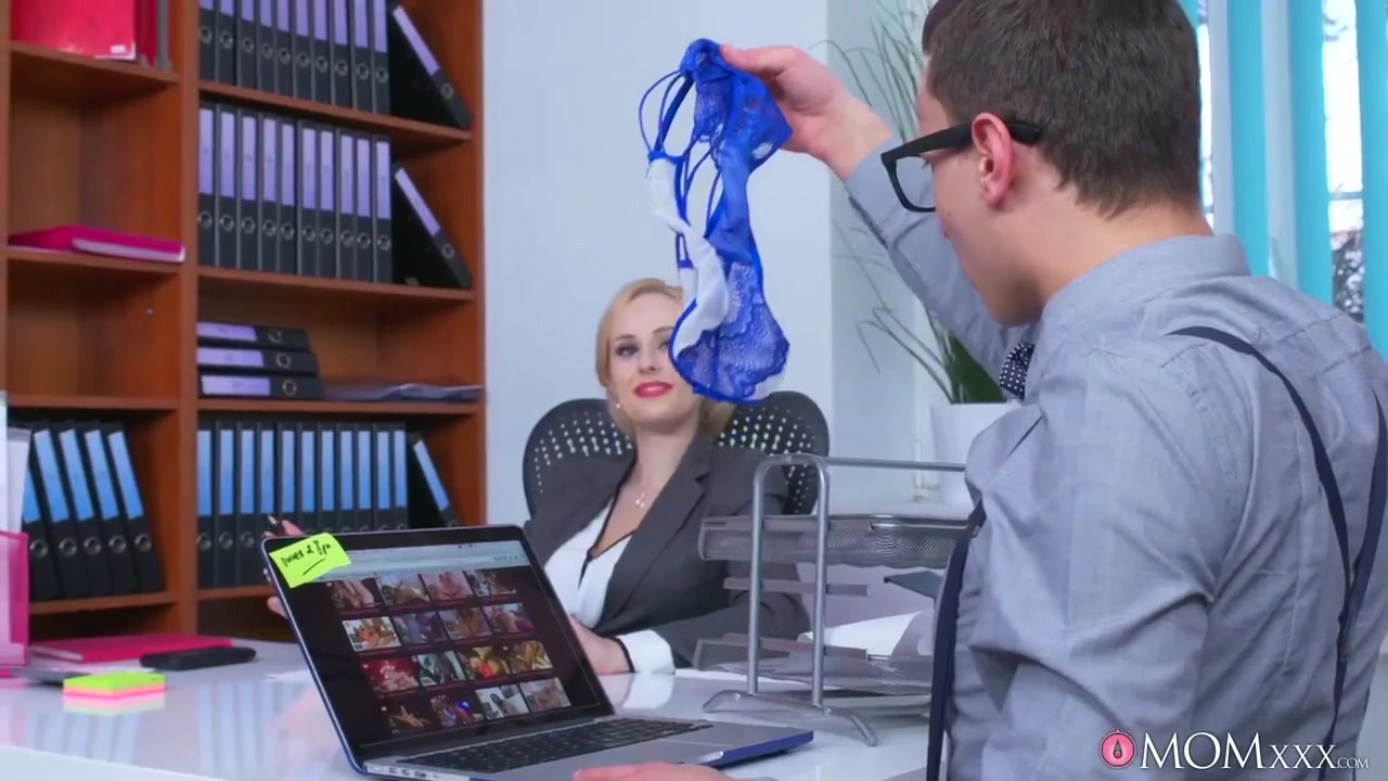 Angel Wicky In Big-titted Bossy Bitch Fucks A Guy Half Her Age In The Office