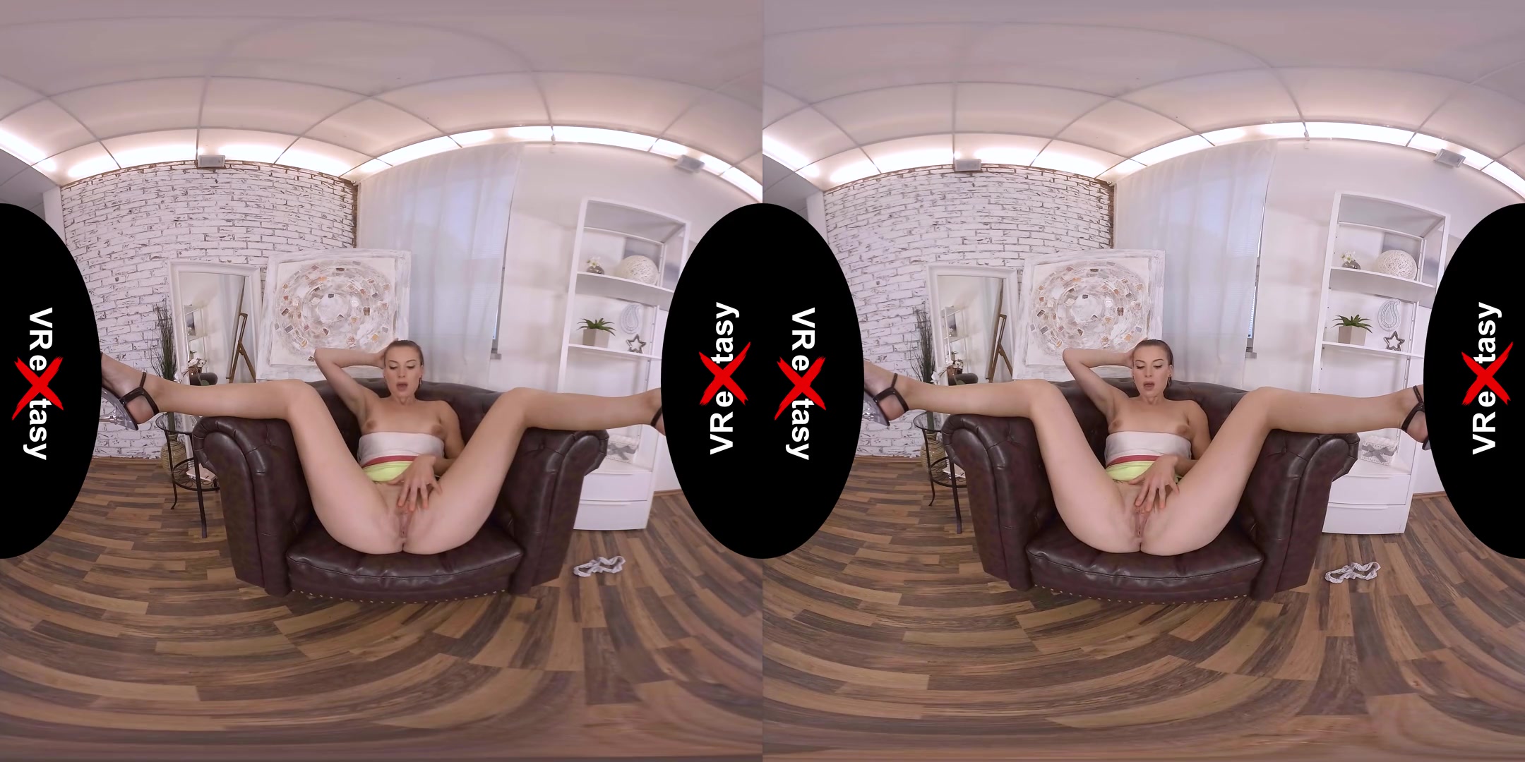 Victoria Daniels - Plays with Her Shaved Pussy; Stripping and Teasing Pornstar