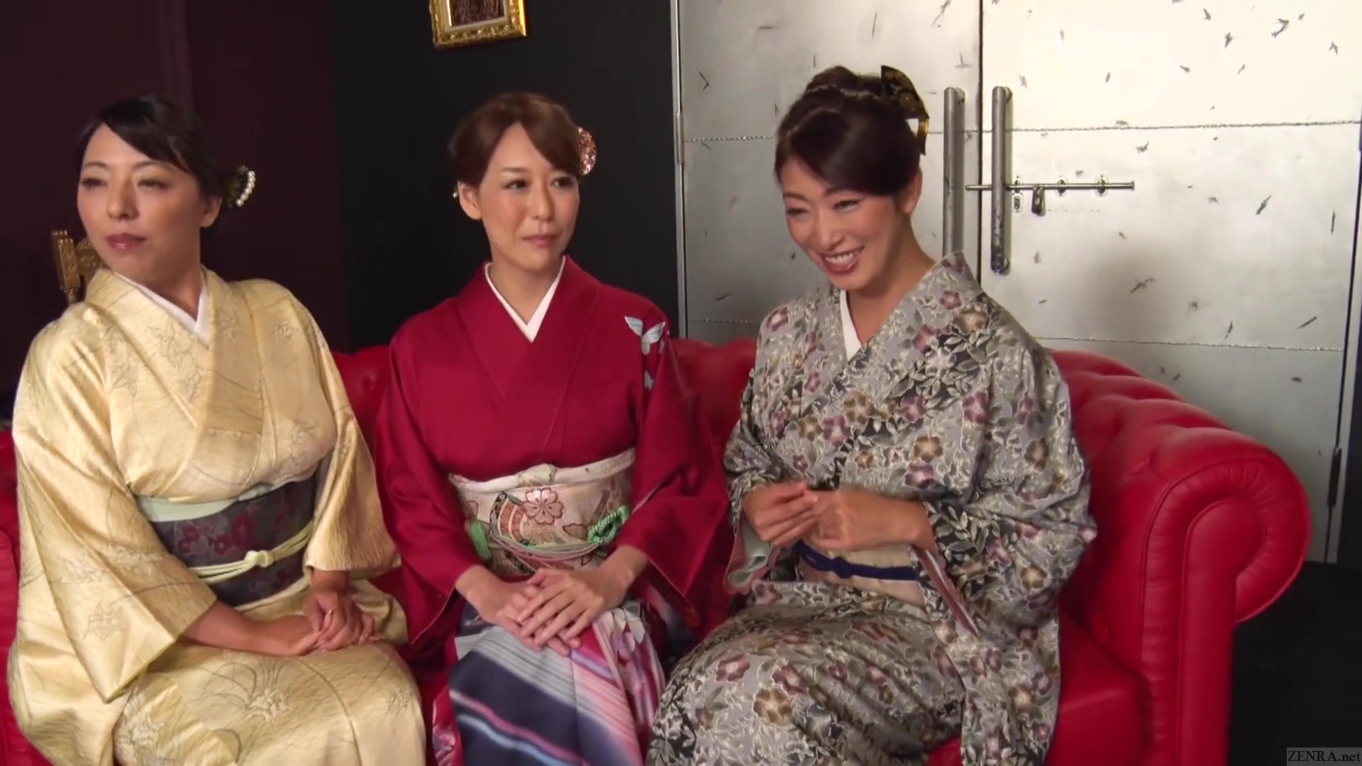 Reiko Kobayakawa and Akari Asagiri plus friend kimono sex party