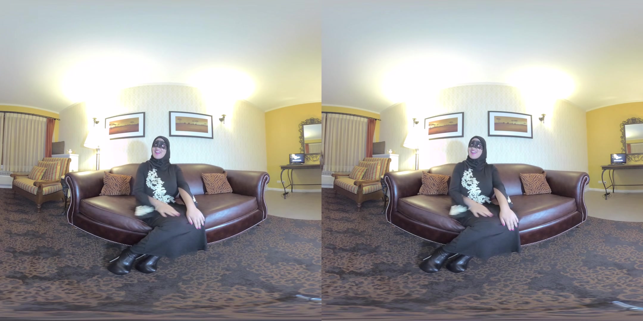 Arabic Slut GANGBANG warming up on the Couch - TadPoleXXXStudio