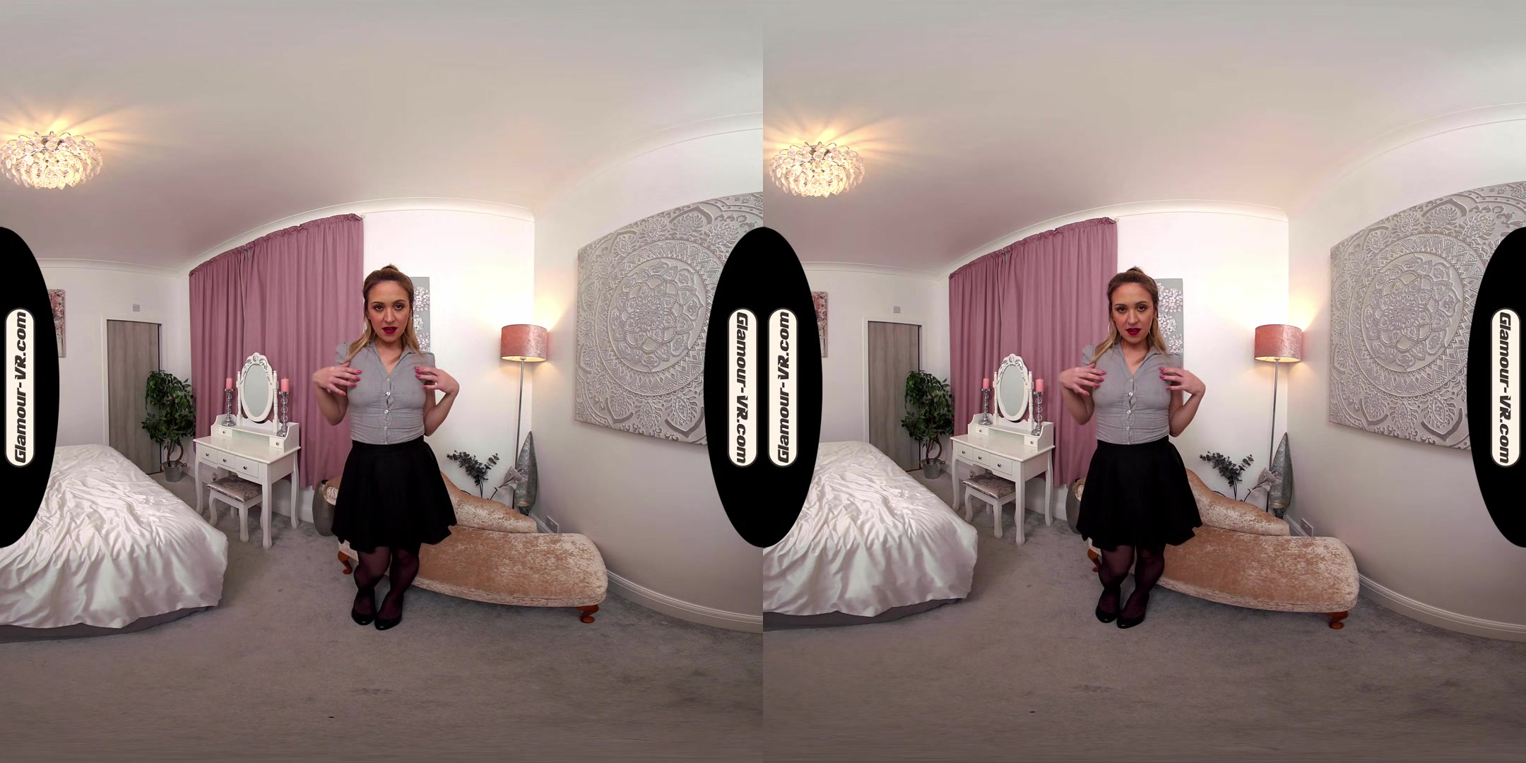 Samantha Smart/Casual Outfit With Seamed Stockings Treat - 8k Vr