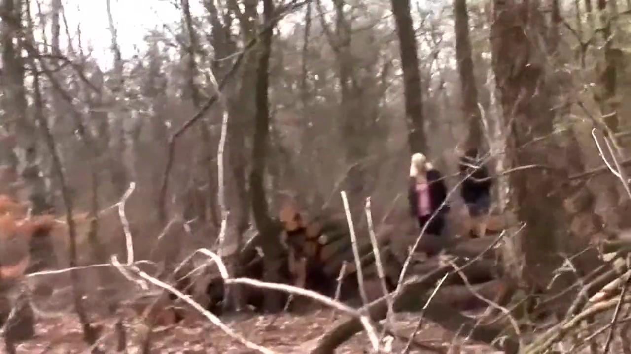 Mature Blonde Woman In Fishnet Fucked On The Log
