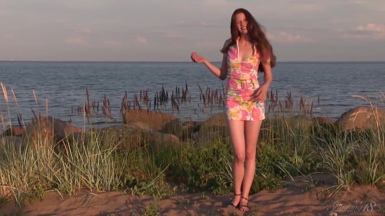 Nicole Naked By The Sea Touching Her Sexy Body