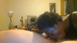 Deep in throat swallow by a fine Ebony Queen