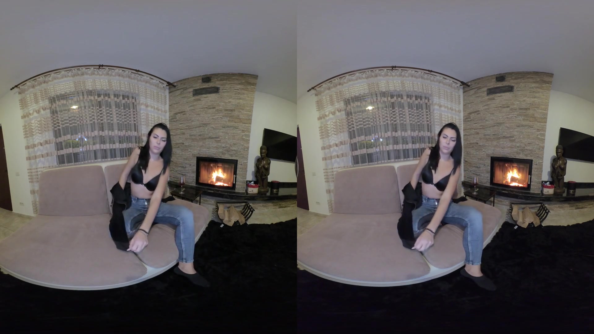 Kilenya Patrice - Fireplace; Brunette Amateur Babe Solo Stripping