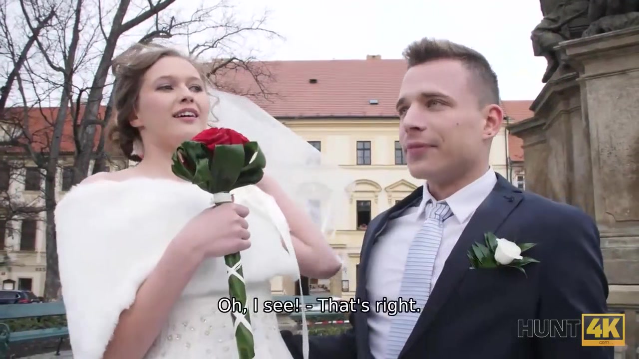 HUNT4K. Cute teen 18+ bride gets fucked for cash in front of her groom