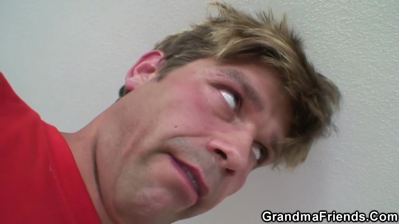 2 Dudes Shave Old Blonde Mature Woman