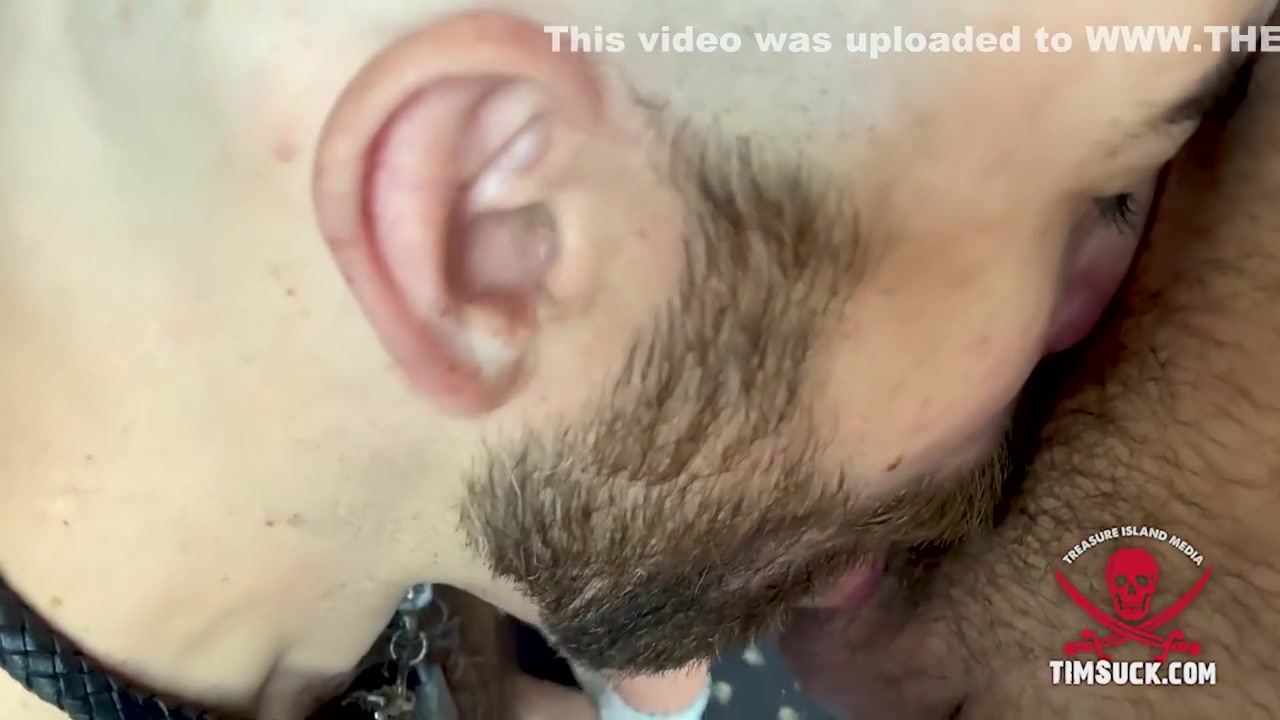 Leather Pup Gags On Cock