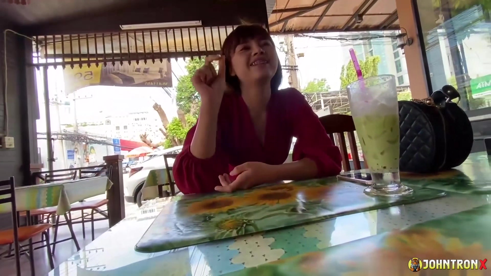 JohnTronX- met tight petite Thai girl in Cafe, fucked 15 minutes after