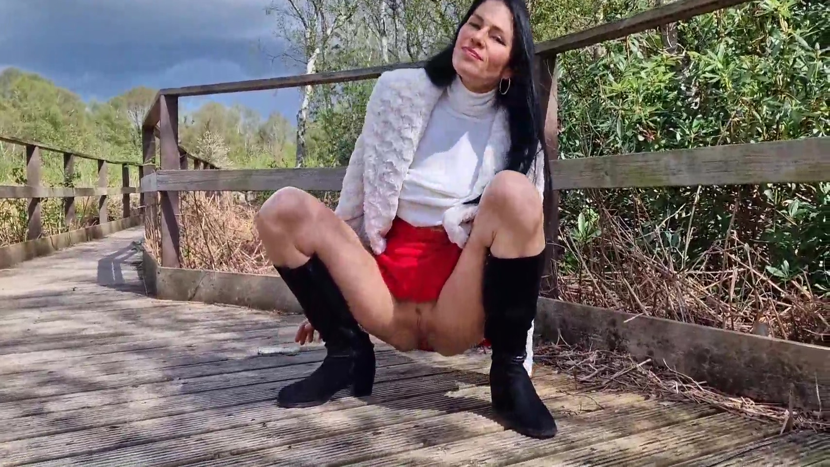 Naked Outdoor Showing Her Pussy, Gaping And Pissing 7 Min With Nicky Brill