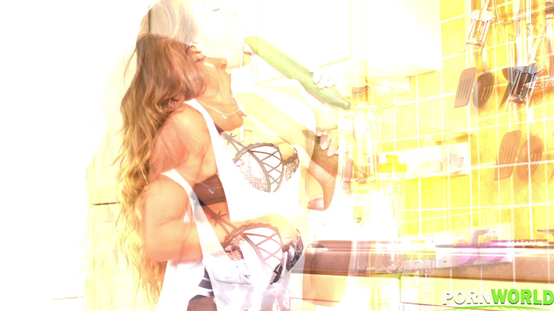 Kitchen Delights - A Huge Cucumber for a Hungry Pussy - PornWorld