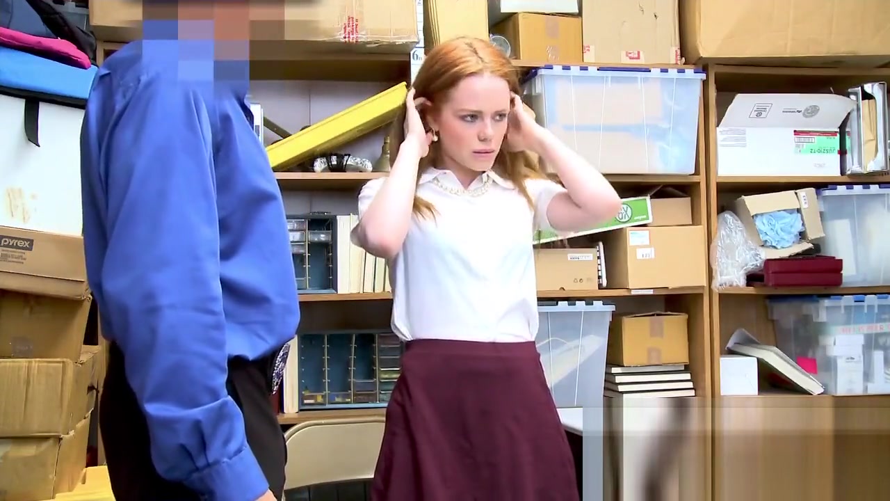 Redhead Ella takes on officers big cock for no arrest