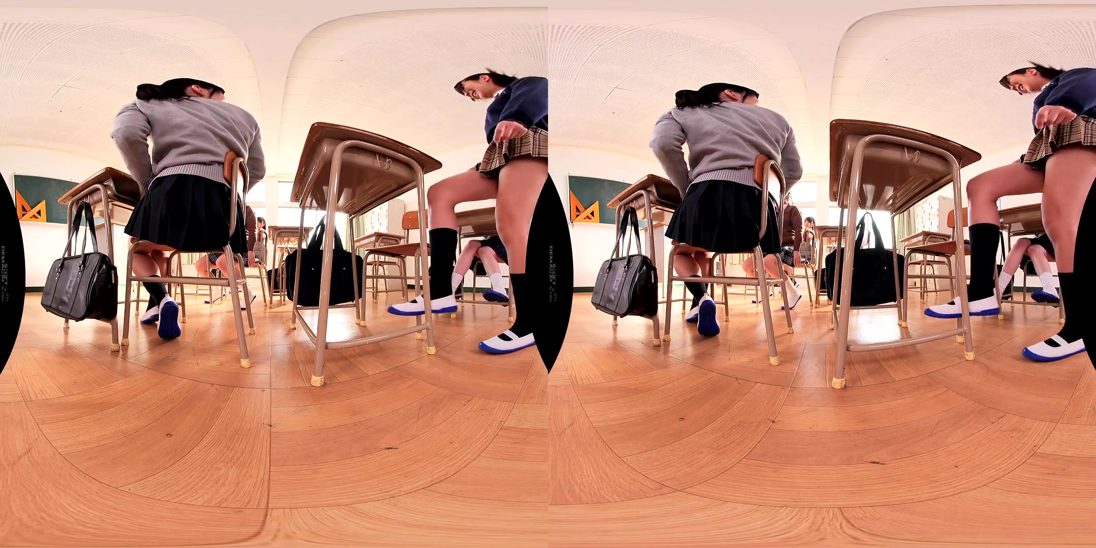 Panty-Shot Action While Cleaning the Floor on their Hands and Knees - Upskirt Panty