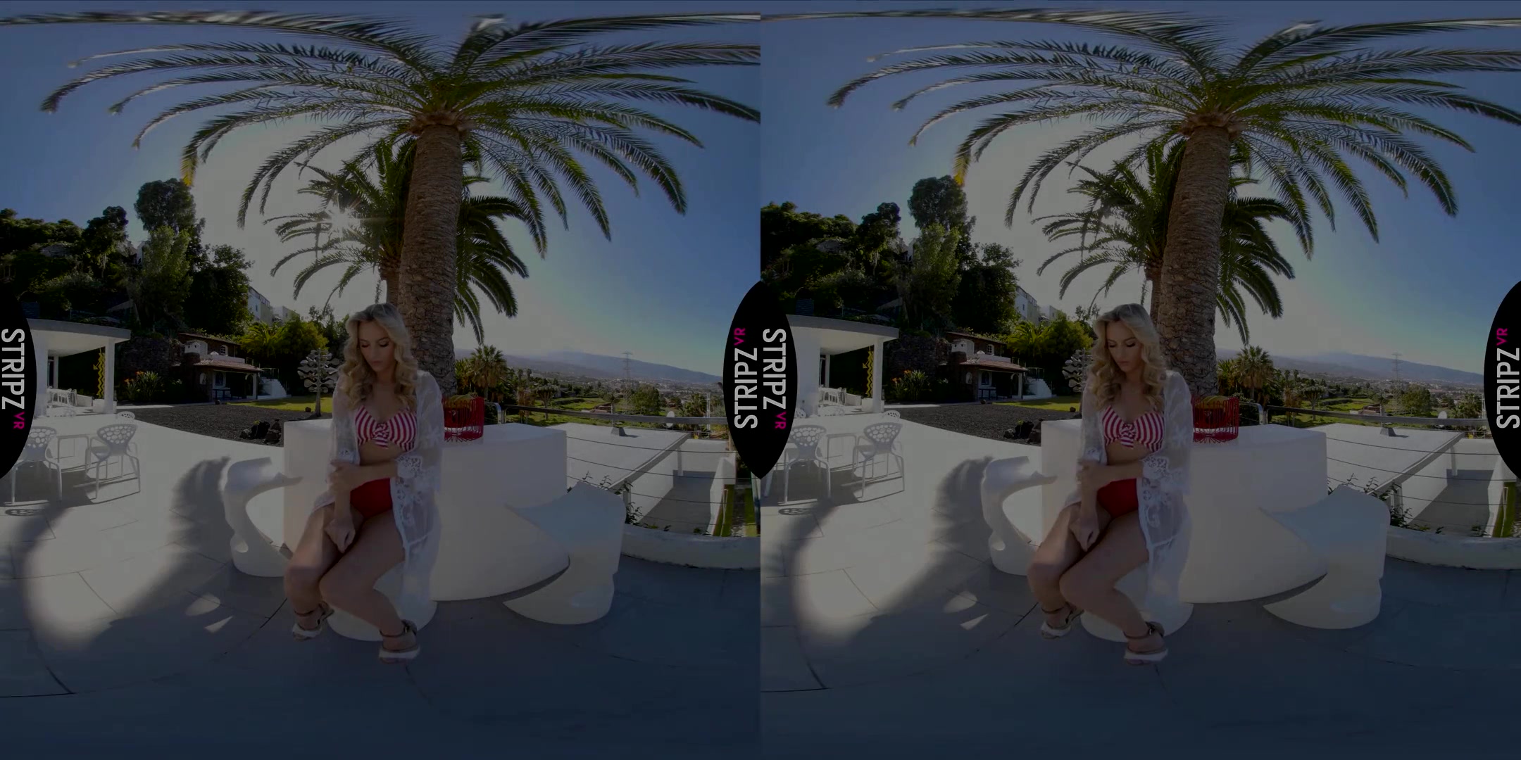 Pop Ya Cork - Shaved Blonde Striptease Outdoors