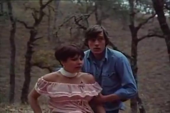 Desiree Cousteau, Joey Silvera in classic porn scene with threesome in the forest