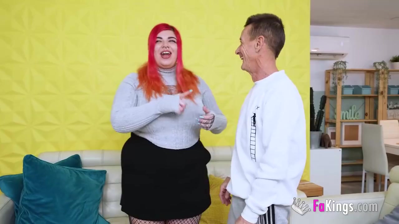 Amazing Bbw Redhead Leia Saez Is Desperate For Don Jorges Old Cock!