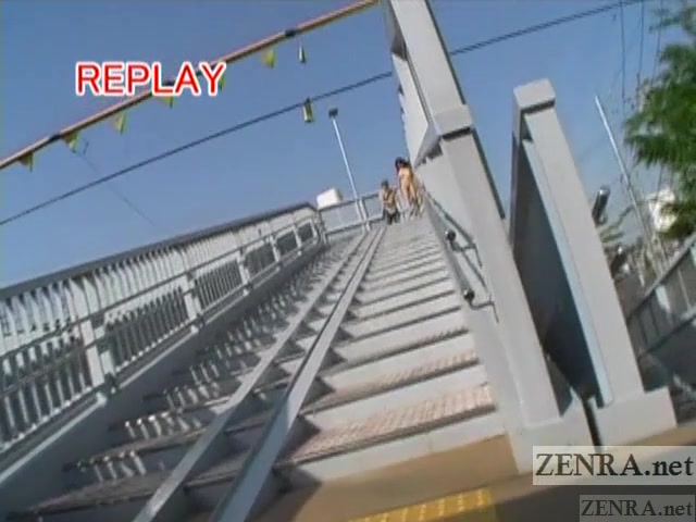 Subtitled busty Japanese public nudist goes for a walk