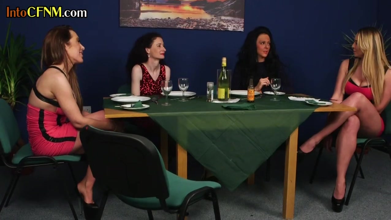 Classy CFNM femdom MILFS in amateur group cocksucking